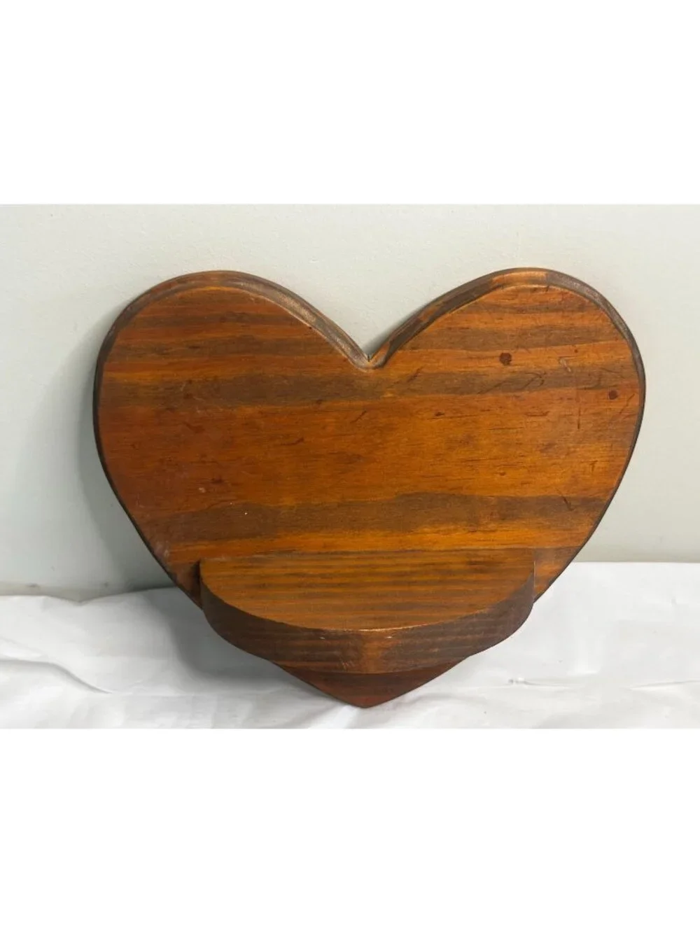Wood Heart Shape Wall Shelves Stained 9